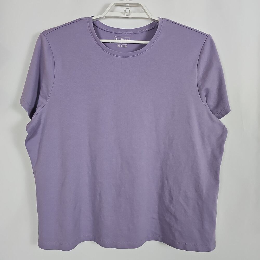 L.L. Bean Plus Size 2X Purple Short Sleeve Crewneck Cotton T-Shirt Top Women